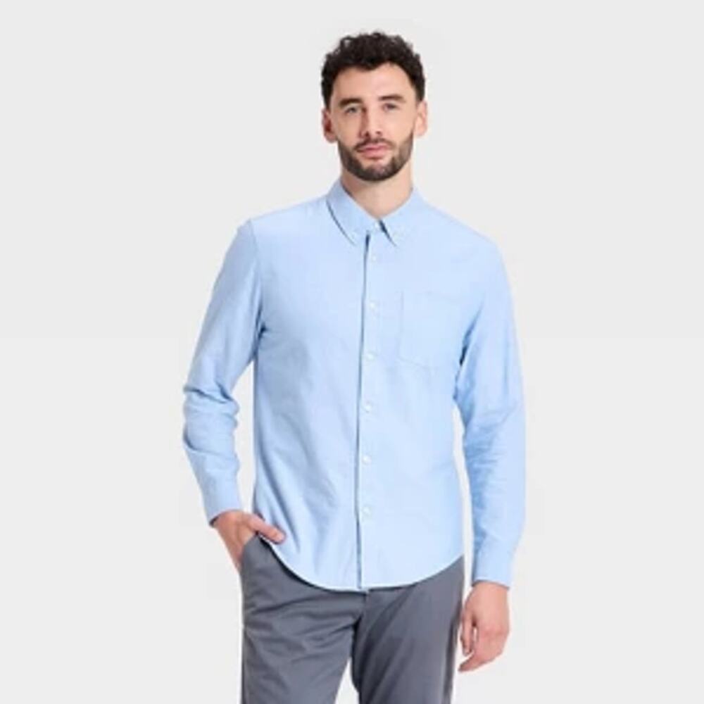 Goodfellow & Co Blue Slim Fit Long Sleeve Button Down Shirt Men's Size Large